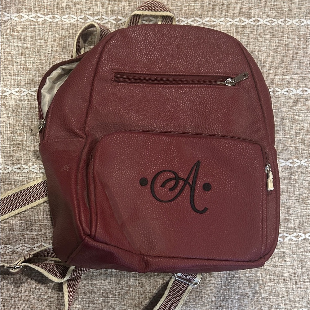 Thirty-one Burgundy Backpack, A embroidered